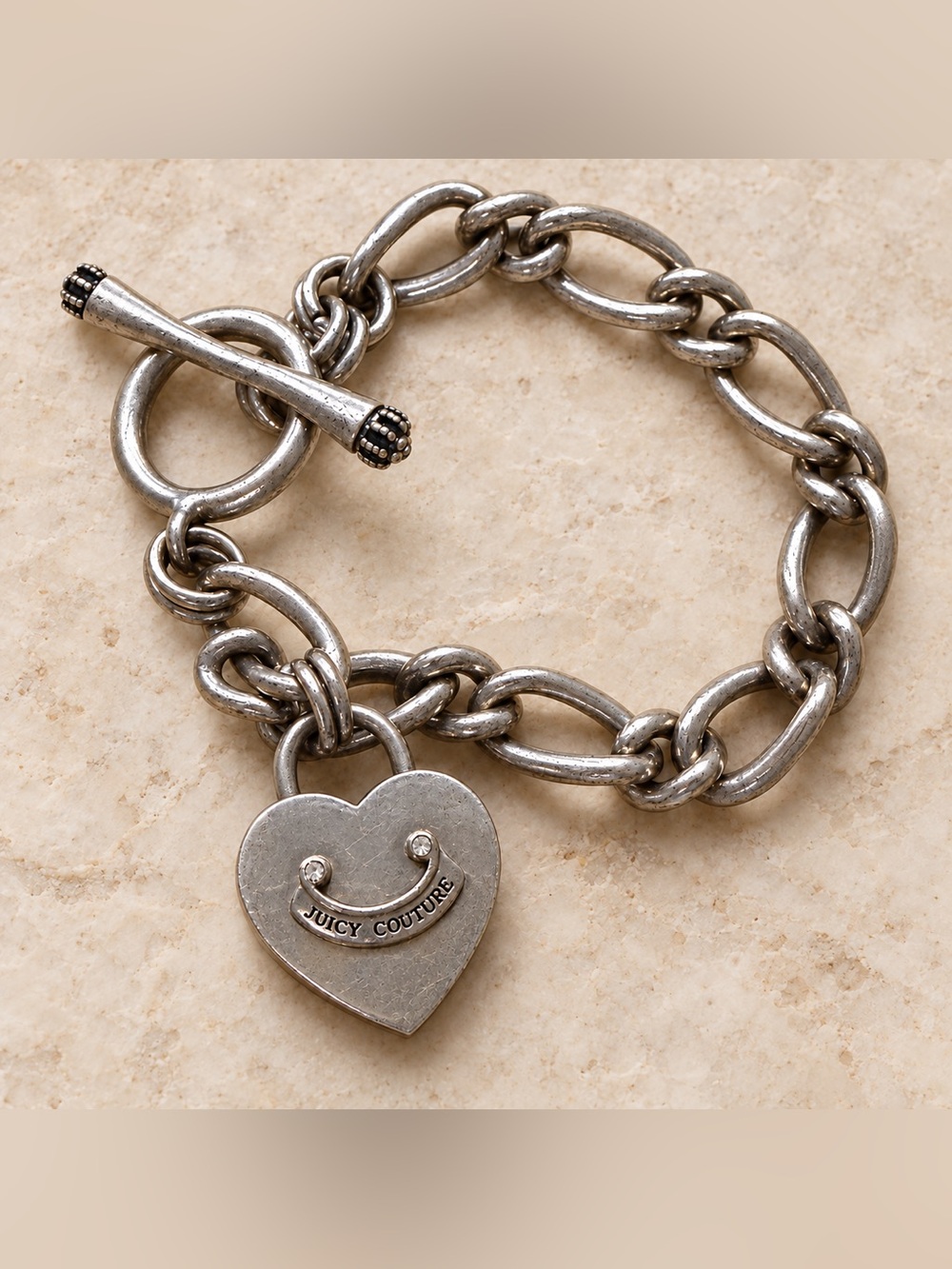 Authentic Juicy Couture Heart Smiley Toggle Bracelet Y2K